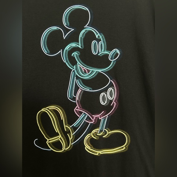 Disney Mickey Mouse Black T-Shirt with neon Mickey Print - Picture 7 of 12